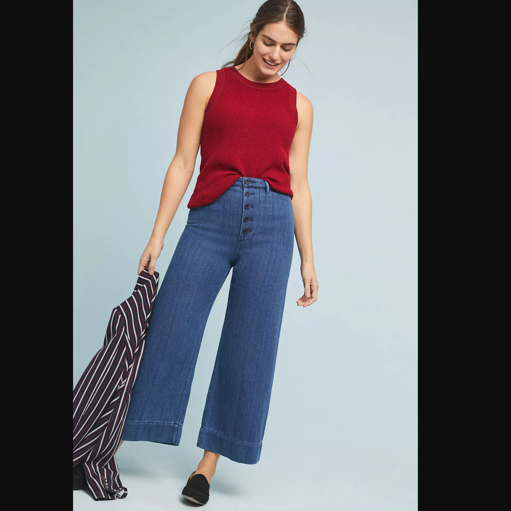 Anthropologie Pilcro High Rise Wide Leg Culotte Jeans - New Size 6